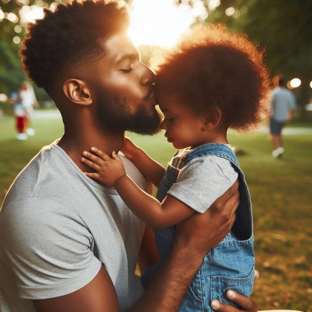 child's love language: father kissing daughter