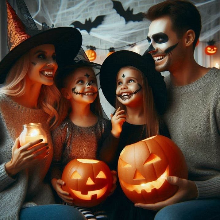 How to celebrate Halloween? Family celebrating Halloween