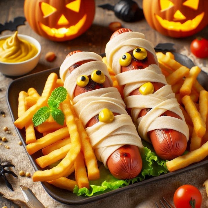 The Best Halloween Dish: Mummy Hot Dogs. Halloween Meal Idea